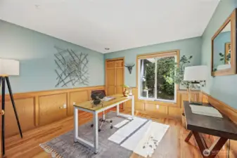 Main floor bedroom staged as an office