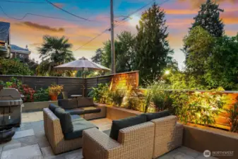 A rare outdoor retreat. Drip irrigation for the gardens.