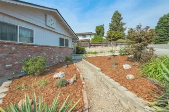 Landscaped with fresh bark.