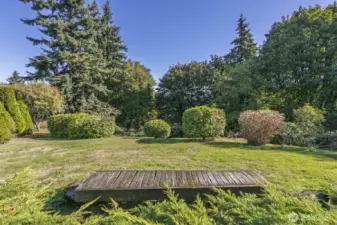 Partial view of the beautiful park area right outside your door. Perfect for walking your furry friends.