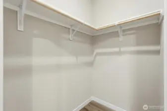 Walk-in closet off the primary bedroom provides ample storage.