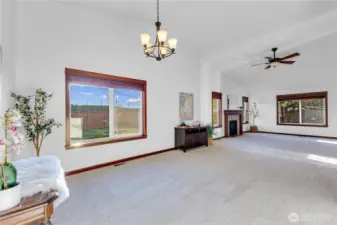 Dining area into liiving area of open concept floor plan