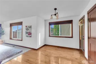 Kitchen dining nook with door to the back yard