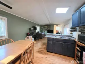 Enjoy the skylight for natural light. Double pane windows and lots of cabinets for storage.