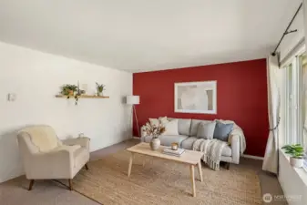 Front living room virtually staged.