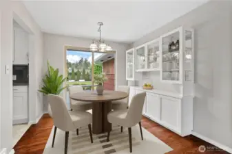 Dining Room with Hutch.Virtually Staged