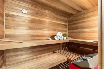 Sauna access through primary bathroom