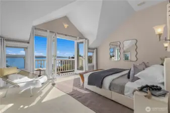 Primary bedrooms on the second level with juliet balcony.