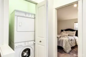 Upstairs hallway stack laundry