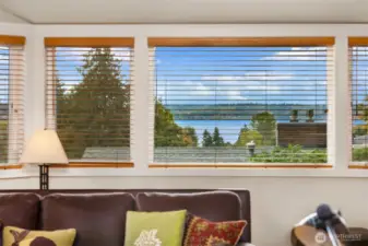 Lake Washington and Cascade views from living and dining room