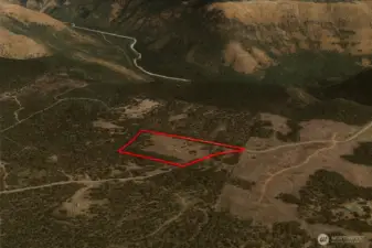 Overhead view with approximate boundaries in red.