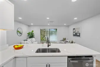 Kitchen with lake view