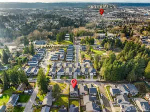 Aerial view highlighting the home’s location within a well-established community.