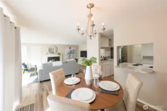 Dining area open to the kitchen and living room for easy flow.