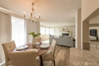 Light filled dining area.