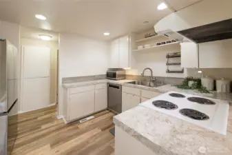 Generous counter space for prepping meals or casual gatherings.