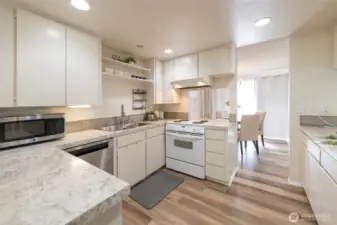 Gatherings are easy with the kitchen open to the dining area.