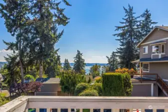 Peekaboo view of Puget Sound from the deck