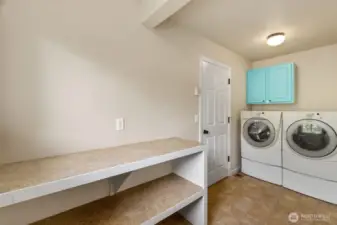 Utility room between main floor and garage.