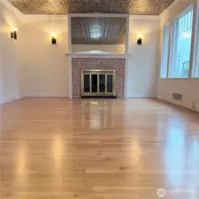 The hardwood floors on this main floor are stunning! Note the tin ceiling.