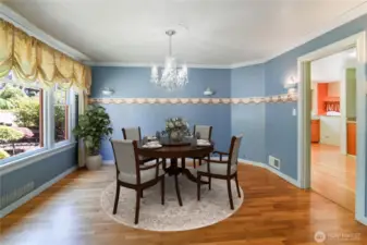 Virtually staged dining room.