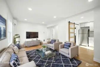 Virtually staged living room space.