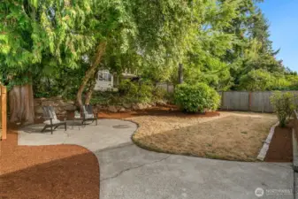 Patio is a great spot for a firepit.