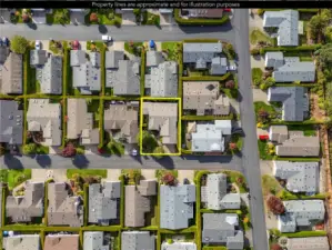 Aerial photo #1. Boundary lines for illustrative purposes only. The roof is new as of 2024!