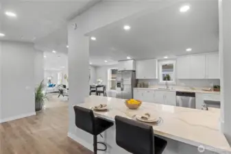 Kitchen. Extended kitchen counter for bar.