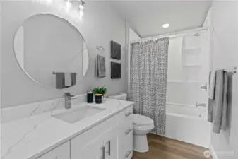 Second Bathroom. All new fixtures, toilet, bathrub, floors, countertop