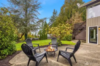 Side patio area off walk out basement.