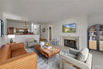 Living room virtually staged