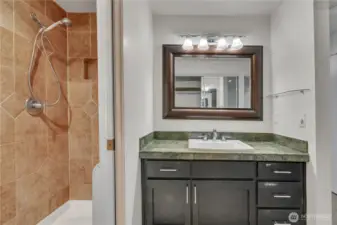 primary bathroom and shower