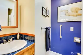 The 3/4 bathroom off the dining are.