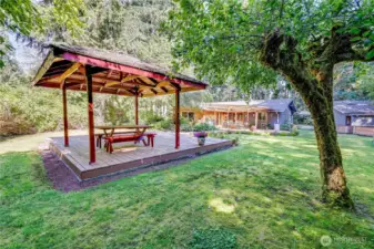 Looking from the gazebo back towards the house.