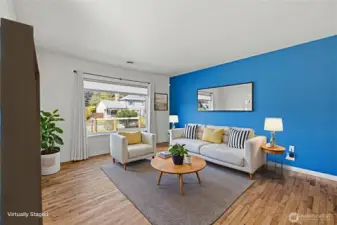 Virtually staged living room