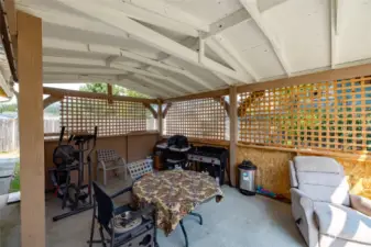 Covered porch perfect for entertaining