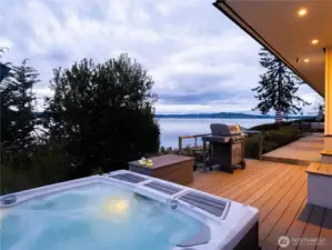 The hot tub just off the media room is the perfect place to soak your worries away and take in the exceptional view.