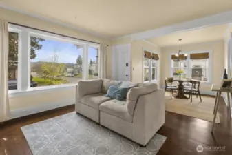 Classic hardwood floors throughout the home create character.