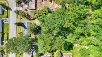 Aerial overlooking the top of the lot.