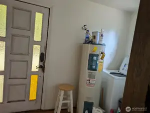 Laundry area and front door