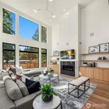 2 story great room that overlooks the private backyard