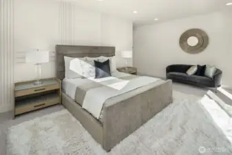 Designer primary suite with five-piece bath & heated floors
