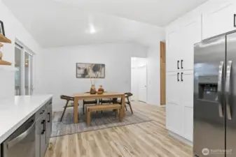 The dining area is open to the living room.