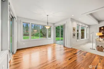 Dining Area Between Kitchen & Great Room. Custom Blinds, Dual Sliding Glass Doors Provide Direct Access to Entrainment Patio!