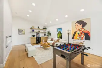 Versatile lower-level media or rec room—the perfect space for games and relaxation.