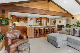 View of the kitchen from the family room.