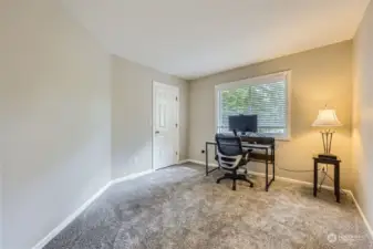 The 4th and smallest bedroom could also be used as a second office, hobby or play room. New carpet, Fresh paint.