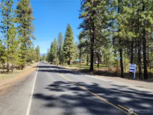 View of HWY 25 looking north at the entrance of the property.
