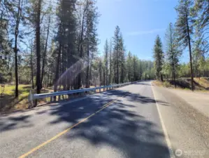 View of HWY 25 looking south at the entrance of the property.